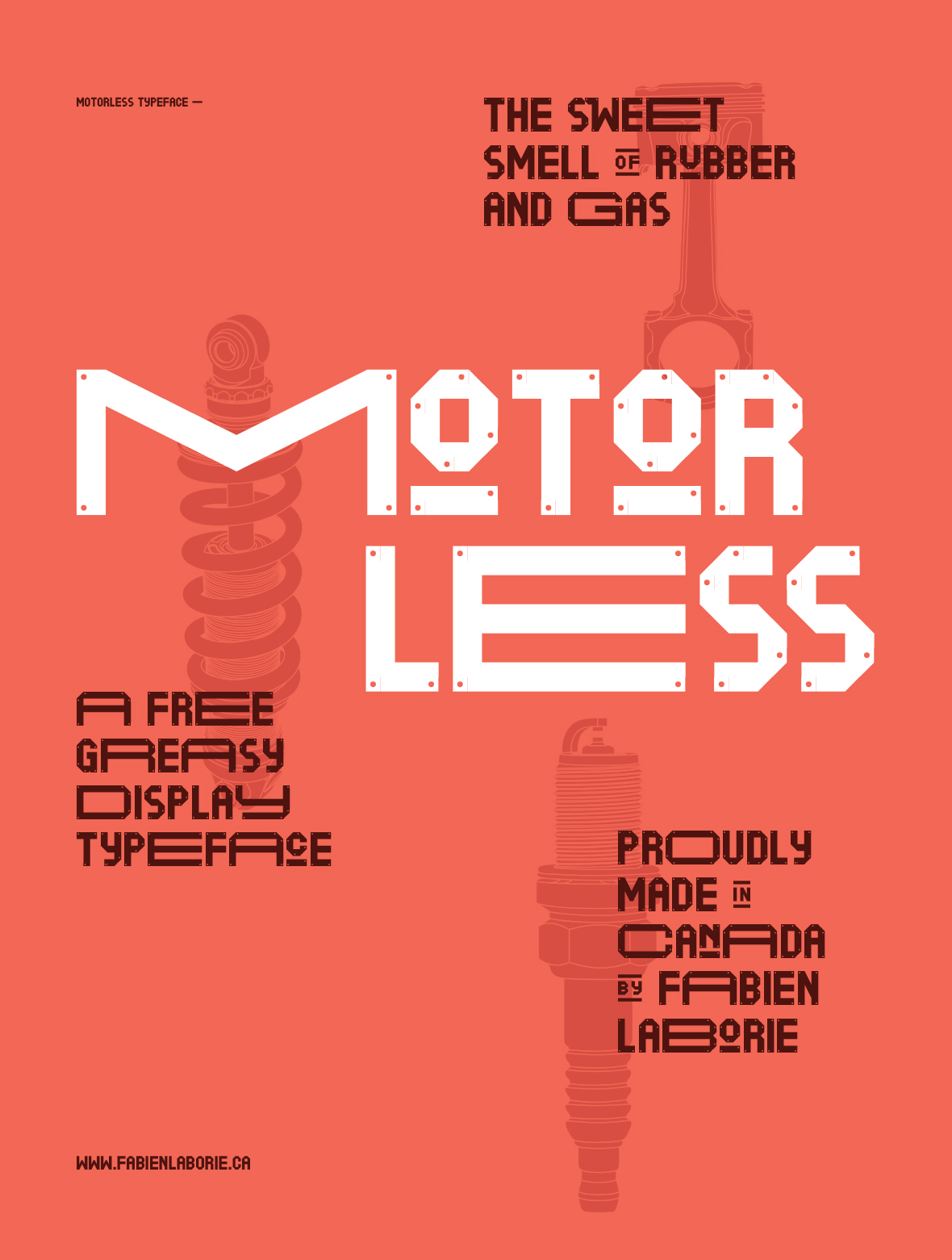 Motorless free font family Typeface Motor car scrap metal vintage sign Ford automotive   mechanics Vehicle