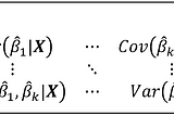 The covariance matrix of the fitted regression coefficients