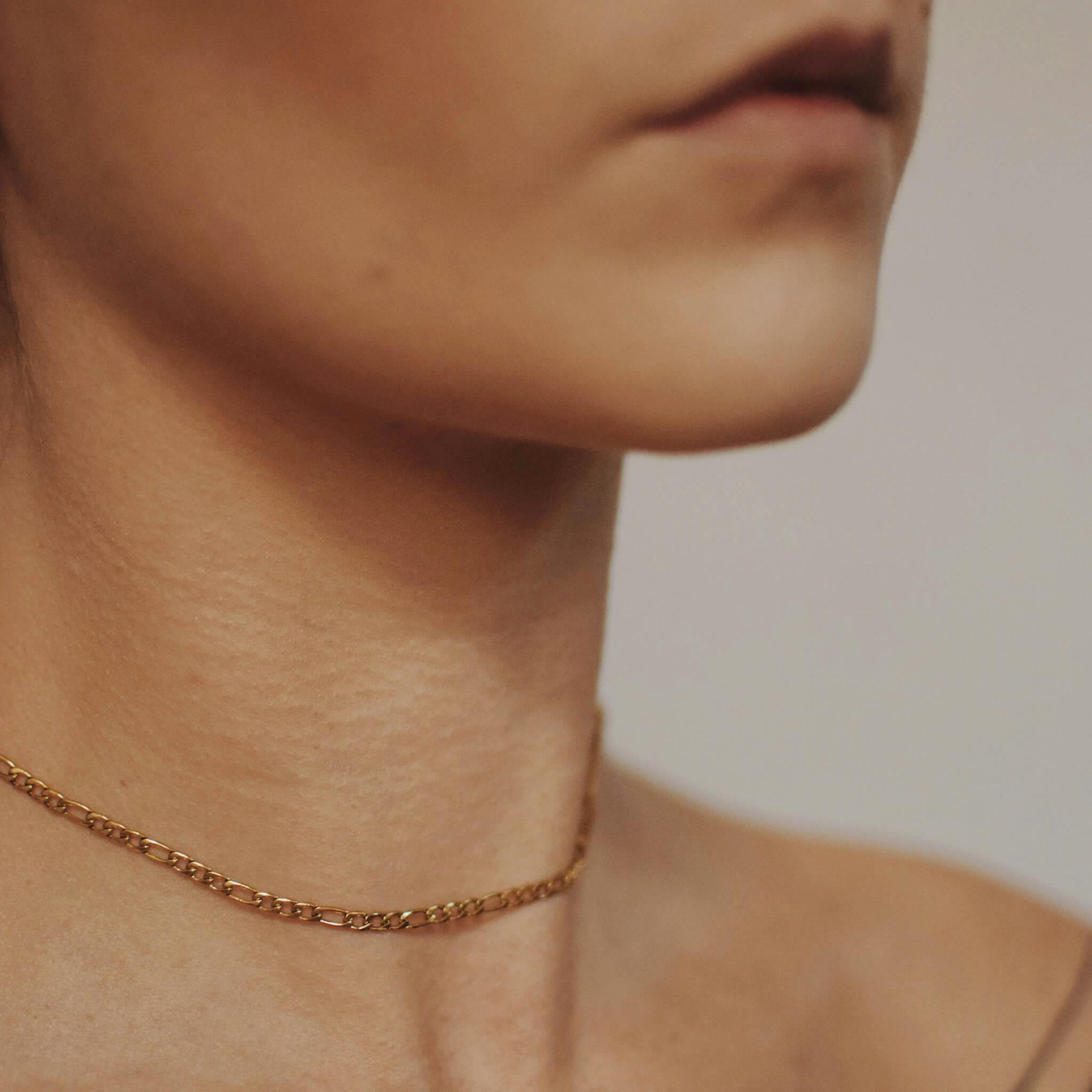 Poet Choker Necklace (Gold) on model