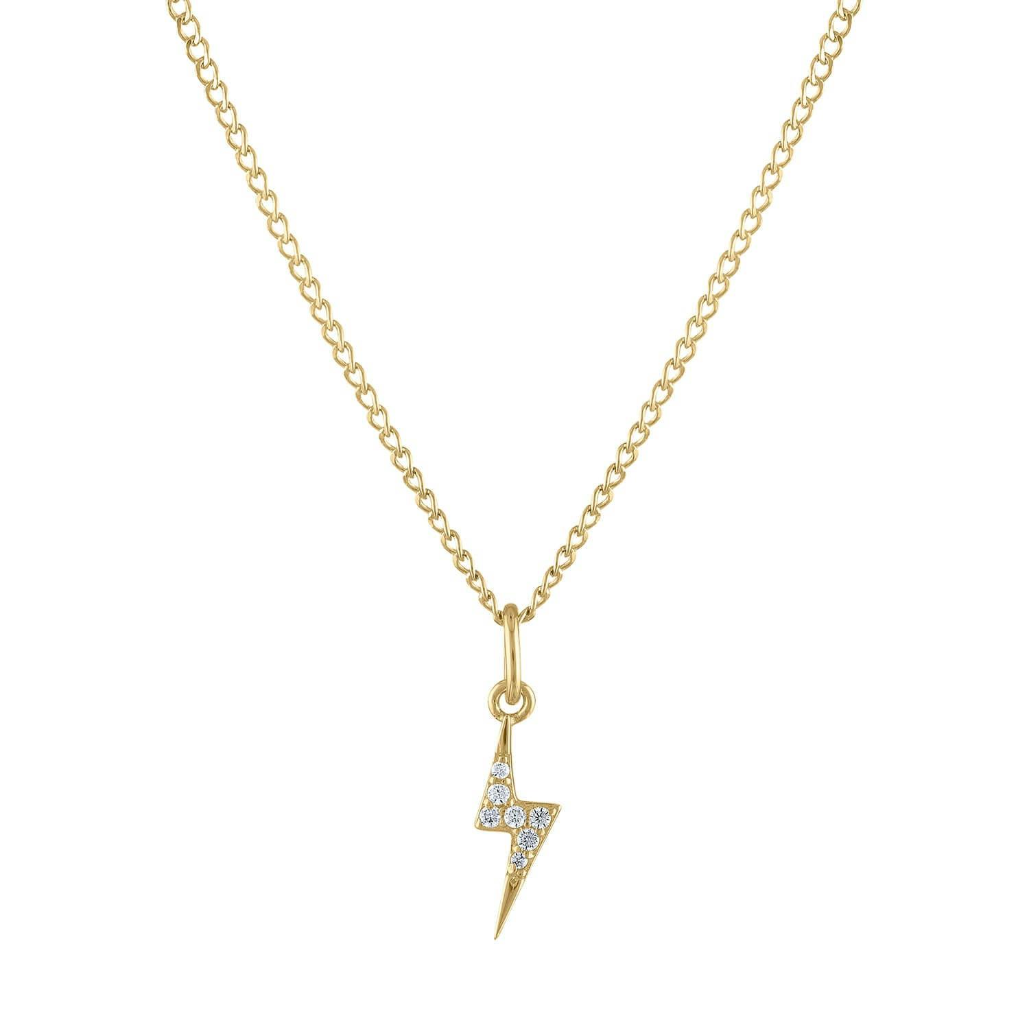 Mini Pave Lightning Charm Necklace (Gold)