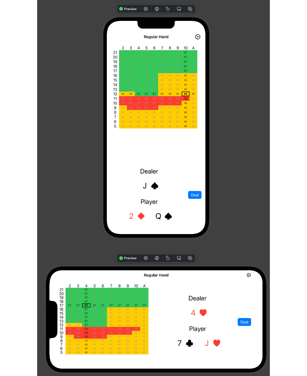 Preview showing the same view in portrait and lanscape modes