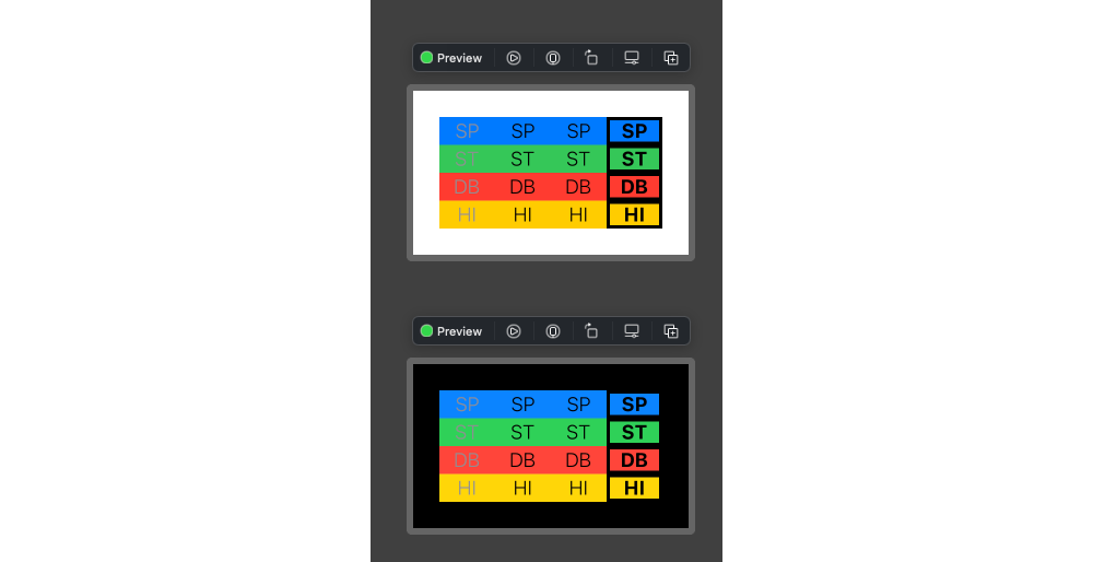 Dark border around selected cells is lost in front of the dark background