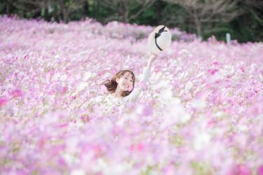 夢の平コスモスウォッチングでポートレート撮影