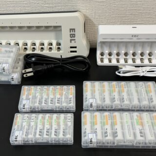 リーズナブルなEBL 充電式乾電池＋充電器セット！電池ケース付きで便利だぞ！