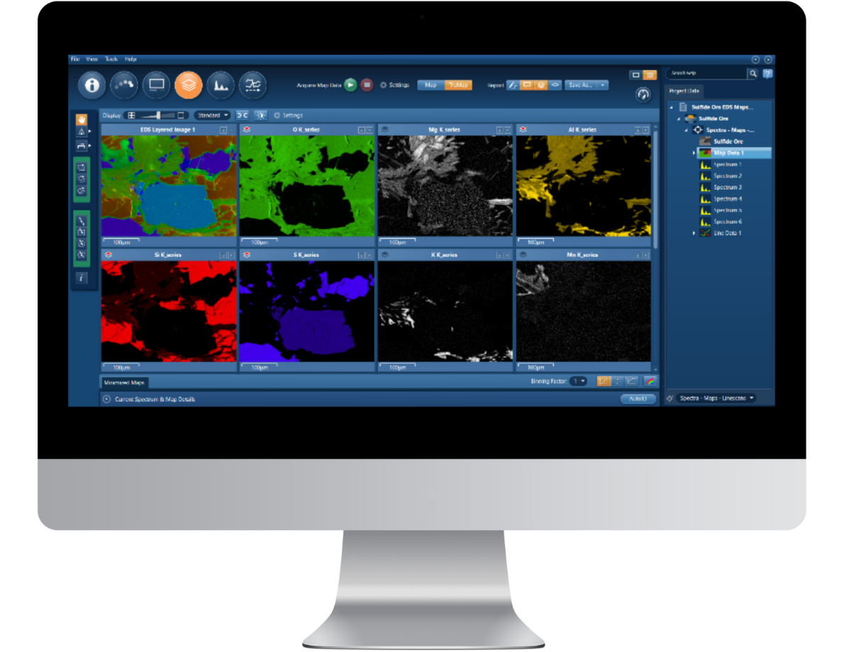 Oxford Instruments NanoAnalysis AZtecOne software on screen