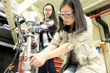 Scientist adjusting an inserted probe