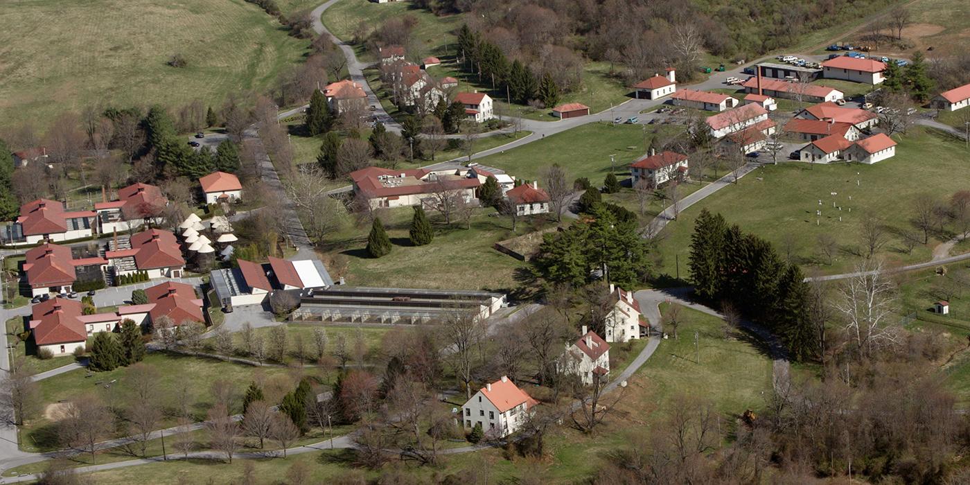 Aerial view of the Smithsonian Conservation Biology Institute