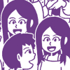 People's faces in purple line art