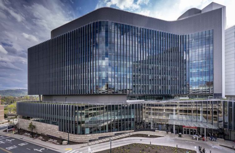 The exterior of the hospital expansion at UVA Health University Medical Center.