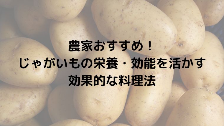 農家おすすめ！じゃがいもの栄養・効能を活かす効果的な料理法