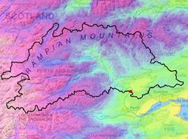 Map show the catchment boundary of gauging station, overlaid with rainfall amount information