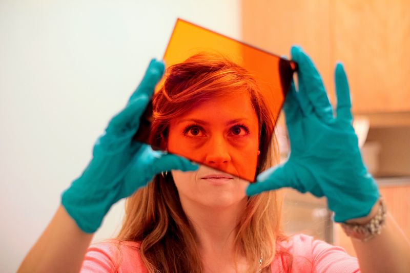 Telescope operator inspects filter at Kitt Peak