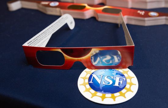 Eclipse information table at the New Mexico Museum of Natural History and Science