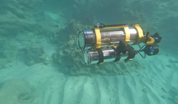 Autonomous underwater vehicle (AUV) MeCO in the Caribbean Sea.