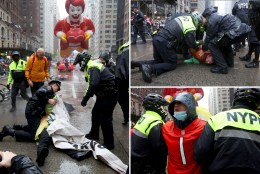 Mass arrests at Macy's Thanksgiving Day Parade as anti-Israel protesters block path in front of Ronald McDonald