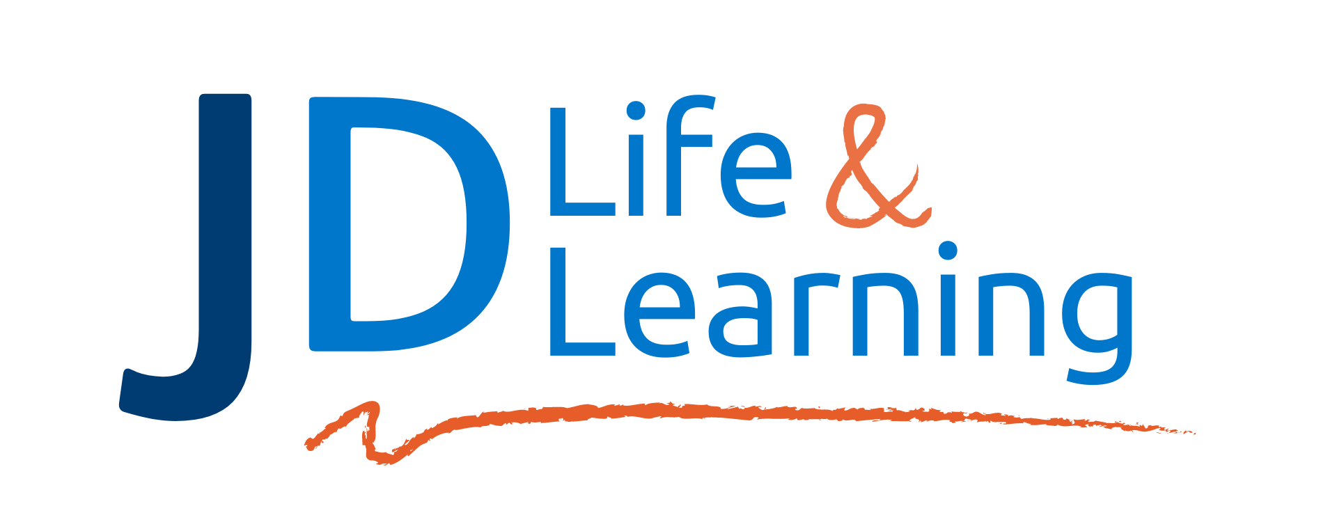 Logo for the Journal of Digial Life and Learning. The stylized logo begins with an upper-case "J" in navy blue, "D" in medium blue, and then the words "Life" and "Learning" stacked on top of each other.