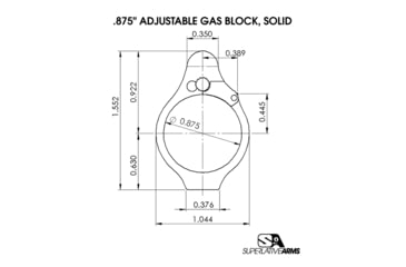 Image of Superlative Arms Adjustable Bleed Off AR-15/AR-10 Gas Block, .875in, Solid, Set Screw , Stainless Steel Matte, Steel Grey, SABO-DI-875SS