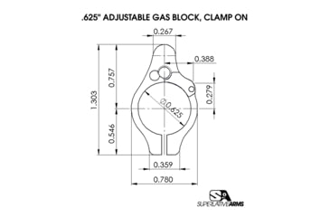 Image of Superlative Arms Adjustable Bleed Off AR-15 Gas Block, .625in, Clamp On , Stainless Steel Matte, Steel Grey, SABO-DI-625CS