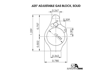 Image of Superlative Arms Adjustable Bleed Off AR-15 Gas Block, .625in, Solid, Set Screw , Melonite, Black, SABO-DI-625SM