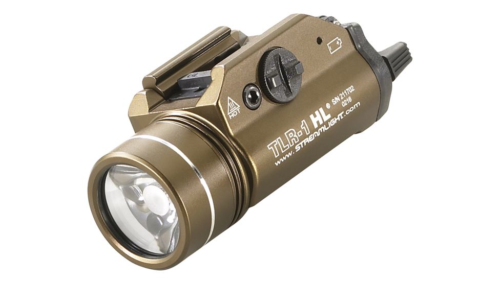 Streamlight TLR-1 HL LED Rail-Mounted TacticalFlashlight, 800 Lumens w/Lithium Batteries, Flat Dark Earth Brown, 69267