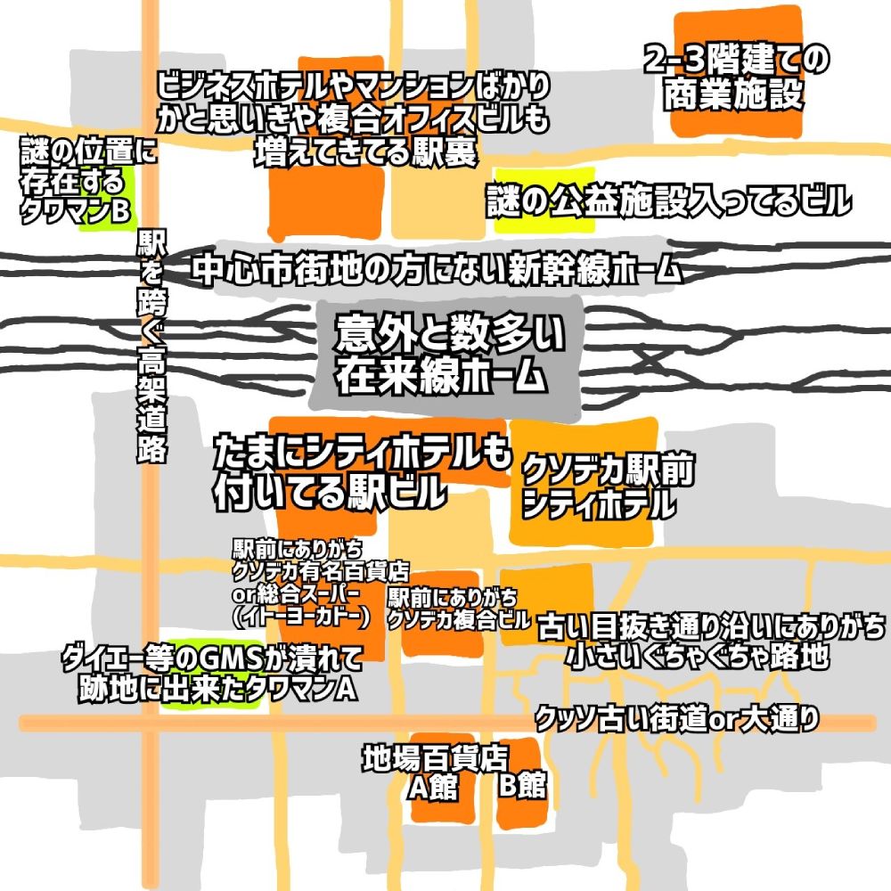 既視感あり？　高校生作「そこそこ規模の地方都市の駅前」イラストに反響