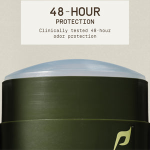 A stick of PAPATUI 48-Hour Antiperspirant Deodorant in Cedar Sport scent, highlighting clinically tested 48-hour odor protection. 