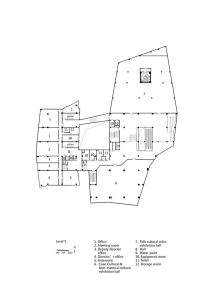 Architectural plans and sections showcasing the innovative design of the Qujing Culture Center.