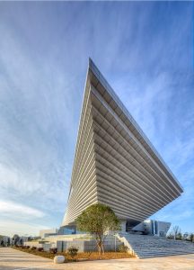 Structural elements of the museum designed to support the massive 'anti-gravity' roof.