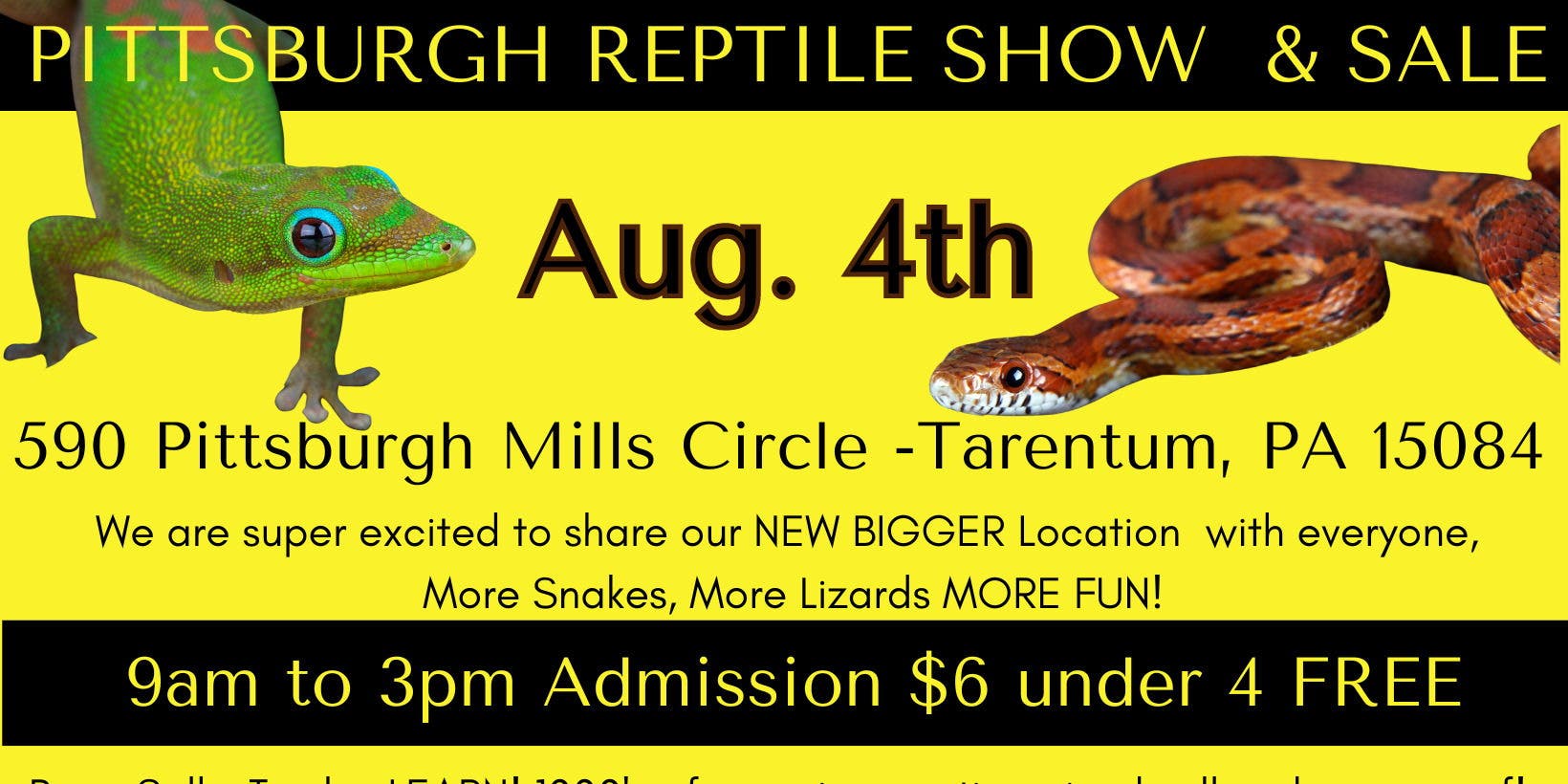 Pittsburgh Reptile Show & Sale Aug 4th