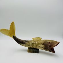 Vintage Carved Cow Horn Fish Sculpture Folk Art Fish Rare 8"x13"