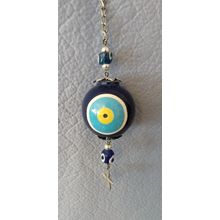 HANDCRAFTED EVIL EYE HANGING ORNAMENT SILVER COLORED CHAIN AND FITTINGS