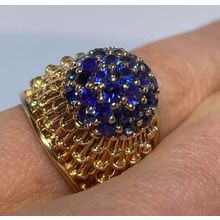 VIVID BLUE Natural Sapphire 14K Gold Unisex Ring w. GEM REPORT, Offer welcome!