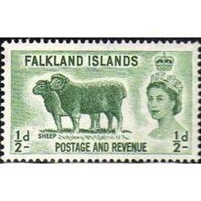 Falkland Islands QEII 1957 &frac12;d Green Sheep Unmounted Mint NHM SG 187 Sc 122 stamp