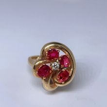 ANTIQUE DECO RUBY SAPPHIRE DIAMOND 14k gold RING! Unique Gem Report Make offer!