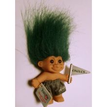 Vintage Russ 3" Philadelphia Eagles Good LUCK Troll with Flag Original Hangtag