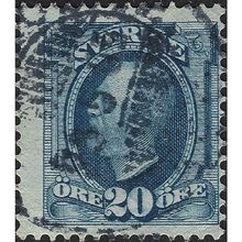 SWEDEN, King Oscar II, blue 1891, 20ore, #4