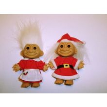 Vintage Russ 4" Mr & Mrs Santa Clause Trolls