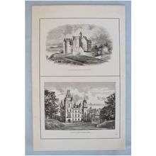 Antique Print Scotland, Sutherlandshire - Old Dunrobin Castle & Dunrobin Castle