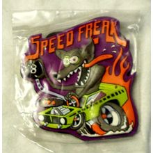 Fridge Locker Magnet Speed Freak Wolf Driving 8 Ball Hot Rod Car