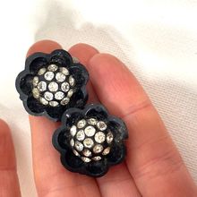 1950s Clip on Diamante Paste Earrings Faux Onyx Diamonds WHOLESALE!