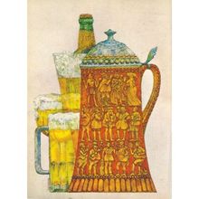 1965 Art Beer Mug and Stein Playboy Magazine Illustration