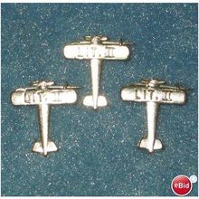 3 Tiny Airplane Pins "LIT. II" Vintage 1939