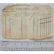 1873 North Eastern Railway Parcels Way Bill, Scarborough to Mansfield