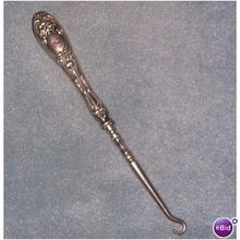 Art Nouveau Sterling Button Shoe Boot Lace Hook Poppies