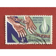 Barbados 1968 Human Rights 4c Hands Breaking Chain Used SG378 Sc309 stamp emblem