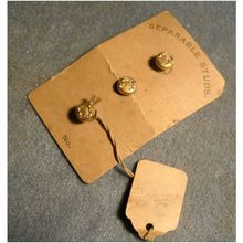 Art Nouveau Gold Plate Button Clip Studs on Original Card