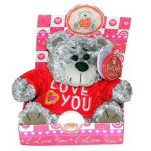 Soft Grey Teddy Bear with a Jumper Saying LOVE YOU - Soft Toy