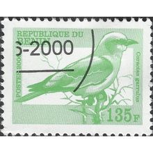 BENIN, BIRD, European roller, Coracias garrulus, green 2000, 135F