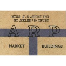 WW2 ARP Warden Card JD Suckling St Helen's Trust Market Buildings War Air Raid