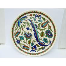 Vintage Turkish K&uuml;tahya Studio Pottery Hand-Painted Plate, Marked, D 21.3 cm